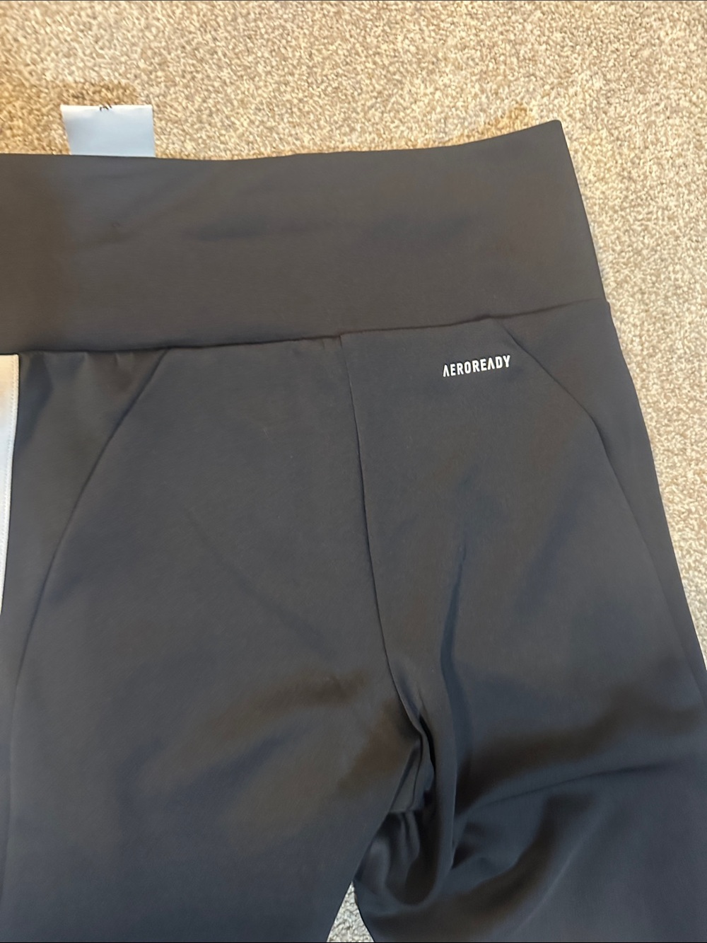adidas Black Leggings with White Side Stripes for Kids - Picture 5 of 8